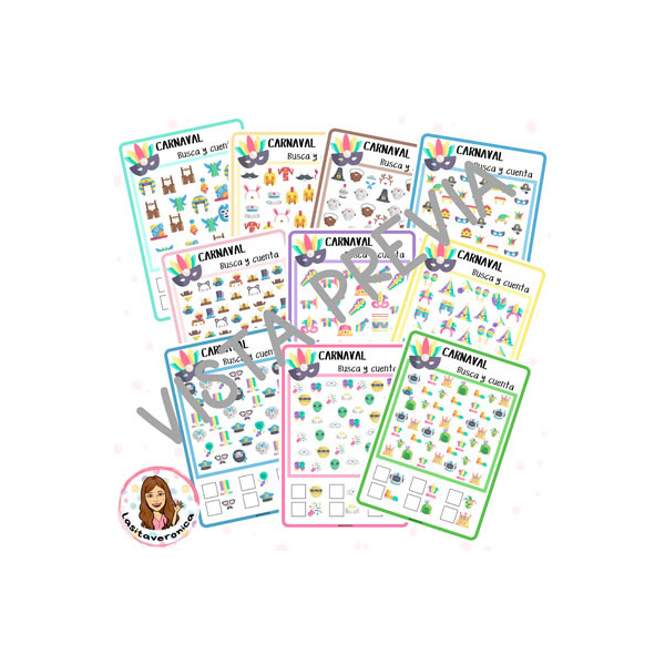 Busca y cuenta. Carnaval. / I spy and count. Carnival