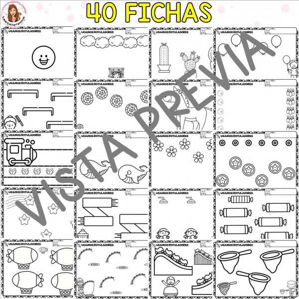 Motricidad: rotuladores. Hojas de trabajo.