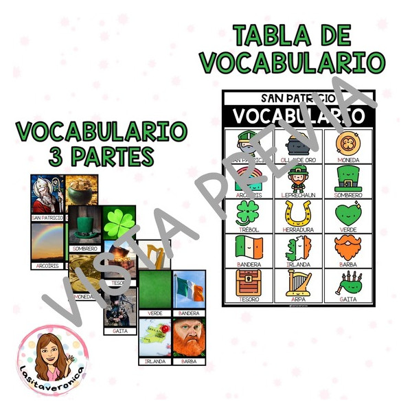 Vocabulario San Patricio. Marzo.