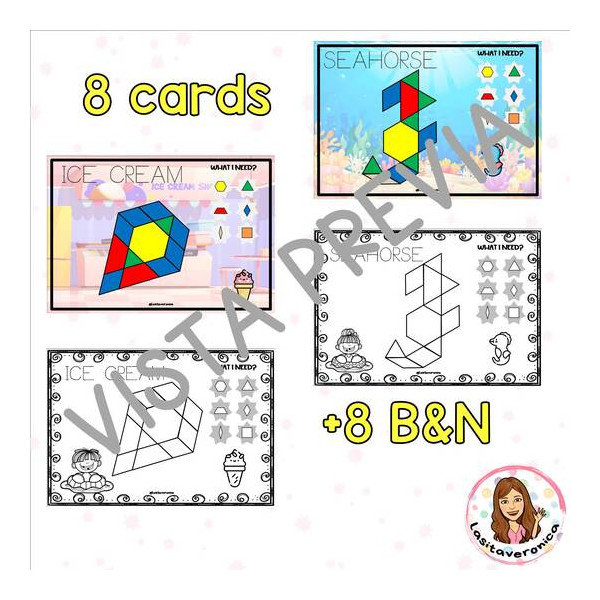 Pattern Blocks Verano / Summer Pattern Blocks. English