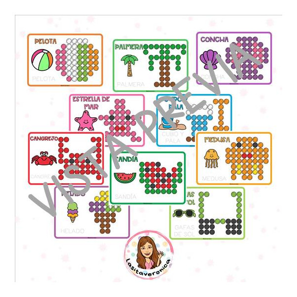 Pompones Verano. Motricidad Fina