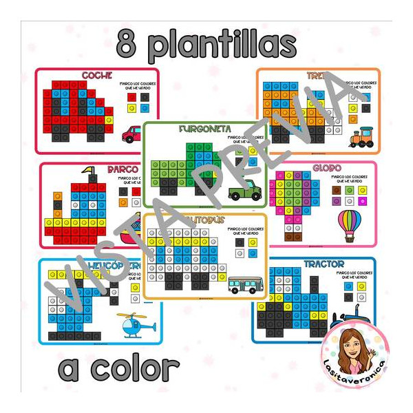 Policubos Medios de Transportes. Español. Spanish.