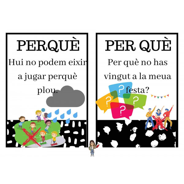 Cartells per a l'aula. També/ Tan bé- S sorda i sonora - Alhora/a l'hora- Perquè/per què