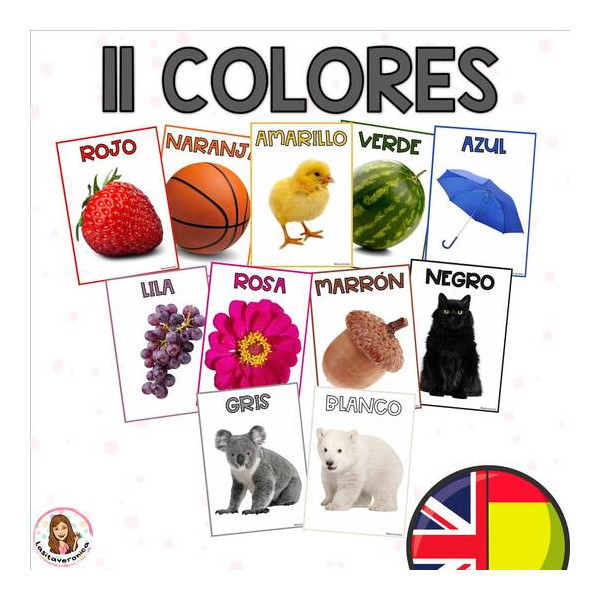 Colores con imágenes reales. Decoración del aula / Color Posters. Real Pictures Classroom Decor.  Spanish English