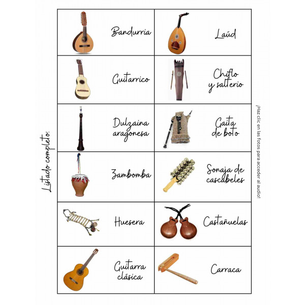 Bingo de Instrumentos Aragoneses by @pizziprofe