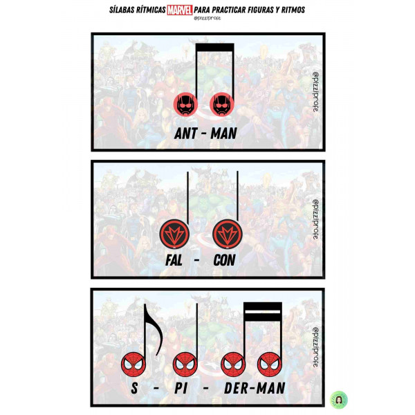 Sílabas rítmicas Marvel by @pizziprofe