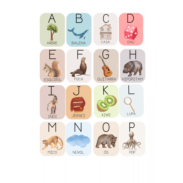 Abecedari català amb lletra de pal