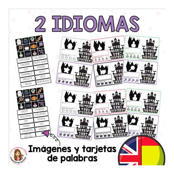 Atención y vocabulario Halloween. Halloween I Spy. Octubre. Vocabulary. Spanish. English.