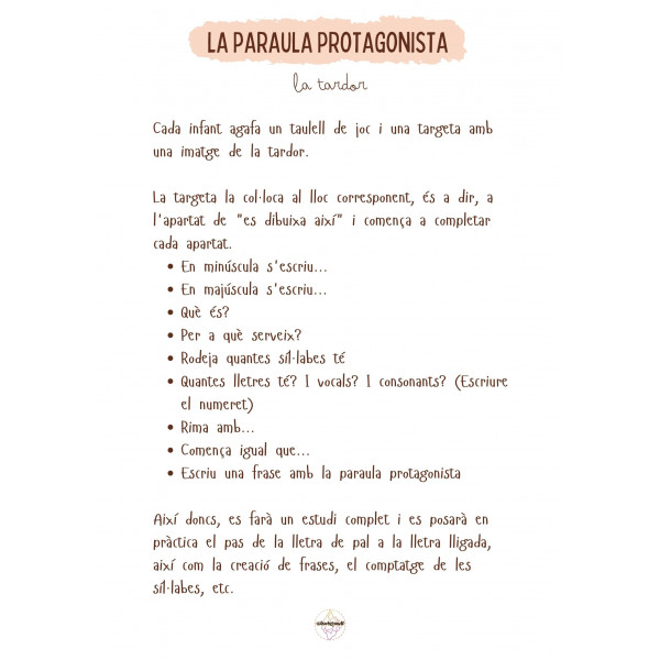 LA PARAULA PROTAGONISTA - tardor