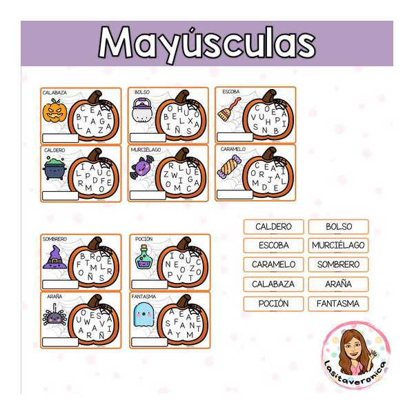 Buscaletras "HALLOWEEN" / Letter finders "HALLOWEEN" Vocabulary. Spanish. Sopa de letras Halloween. Alphabet soup. Spanish