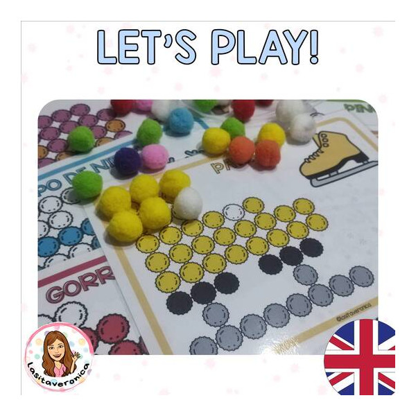 Pompones Invierno/ Winter Pom Poms. January. English. Centers. Fine motor.