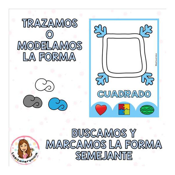 Plastilina formas invierno. Snowflake Playdough Shapes. January. Winter. Spanish. Copos de nieve