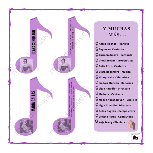 Mujeres y música corcheas