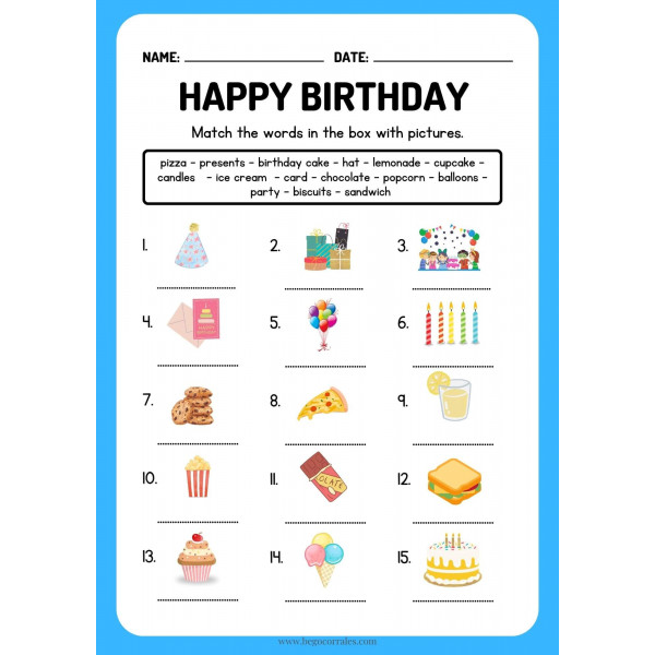 Happy Birthday vocabulary