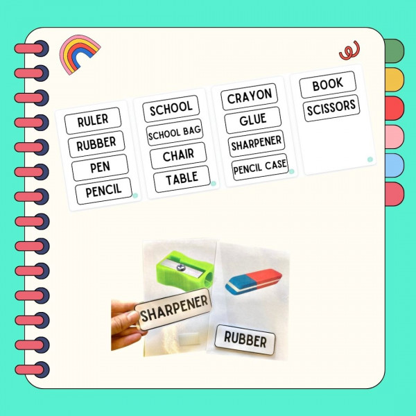 Classroom objects: picturecards and wordcards
