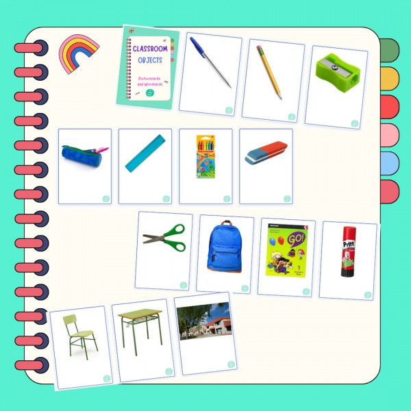 Classroom objects: picturecards and wordcards