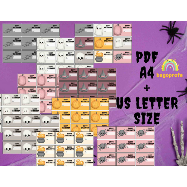 Halloween cute watercolor gift tags