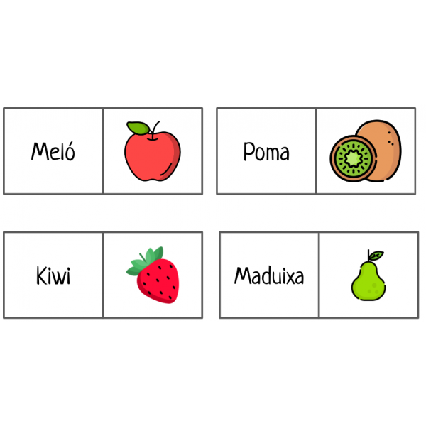 DOMINÓ FRUITES. LLENGUA CATALANA.