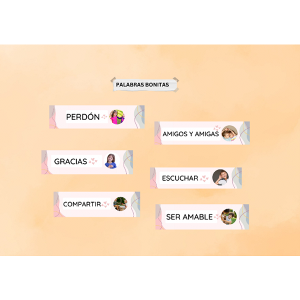 Conjunto de palabras bonitas. Gestión emocional.