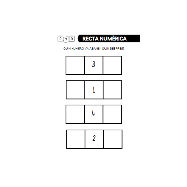 RECTA NUMÈRICA 0-10: NÚMERO ANTERIOR I POSTERIOR