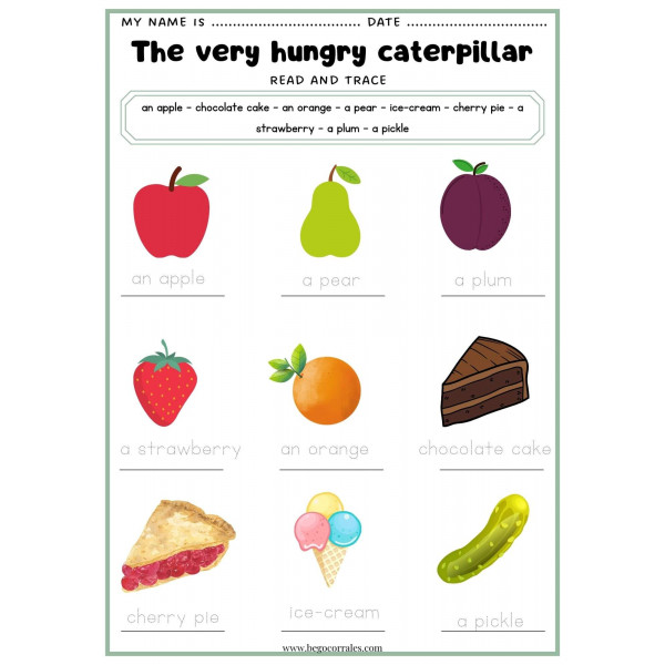 The very hungry caterpillar worksheets