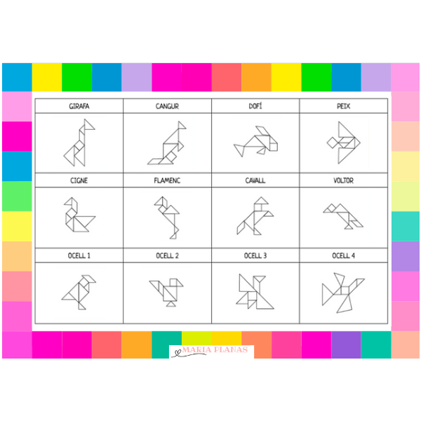 PLANTILLES ANIMALS. TANGRAM. 20 ANIMALS.