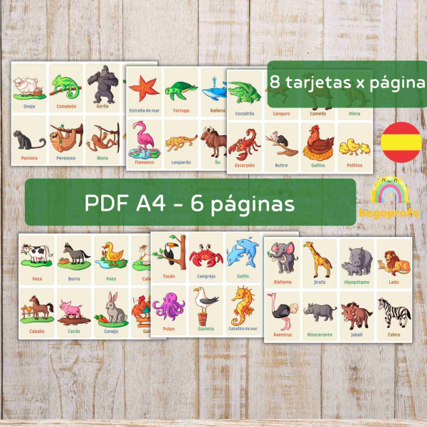 Tarjetas vocabulario animales
