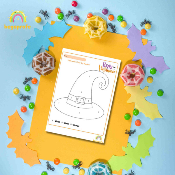 Halloween color by number | Number identification worksheets | Color words