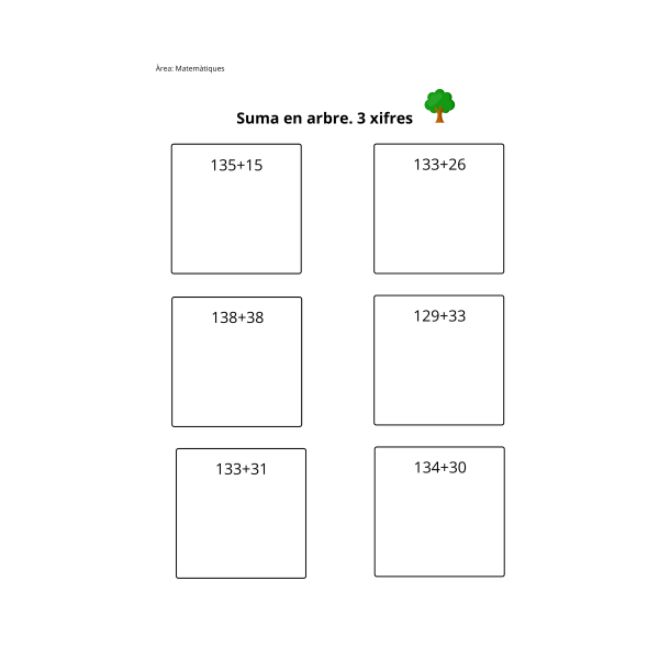 Sumes en arbre. Tres xifres.
