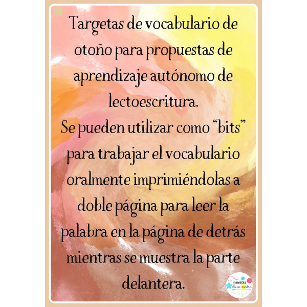Targetas de vocabulario de OTOÑO