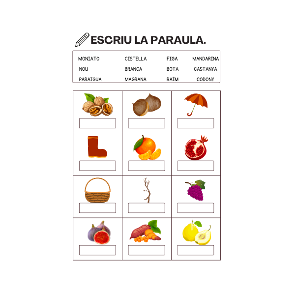 DOSSIER DE FITXES: LA TARDOR. LECTURA I ESCRIPTURA DE PARAULES. LLETRA MAJÚSCULA.