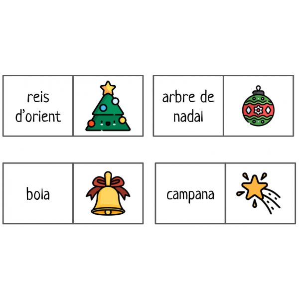 DOMINÓ HIVERN-NADAL. 24 Targetes. LLETRA MAJÚSCULA I MINÚSCULA.