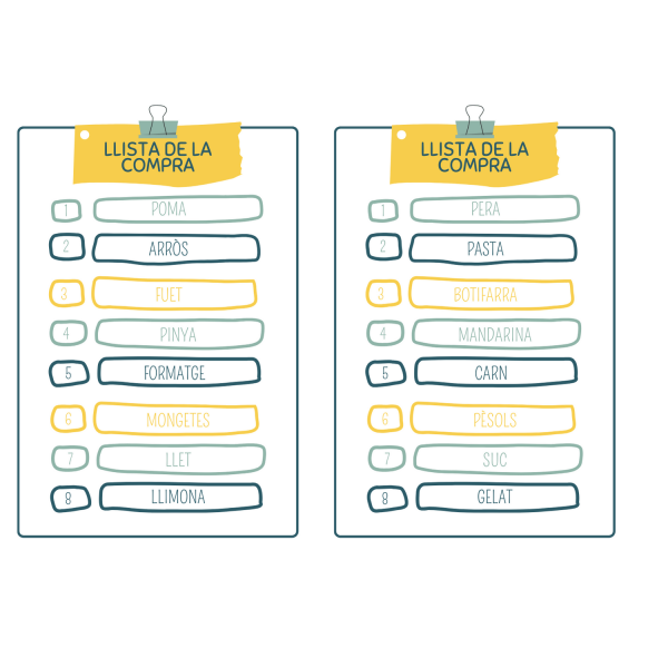 LECTOESCRIPTURA. Llistes de la compra