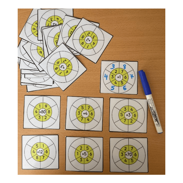 Activitat matemàtiques: Rodes de sumes i restes. 48 plantilles.
