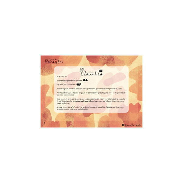 Jocs de diferenciació entre noms, ajdectius i verbs.