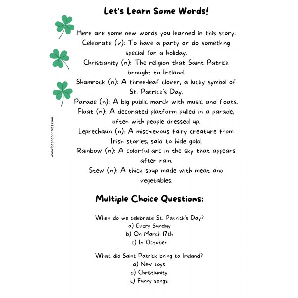 St. Patrick's Day Reading comprehension
