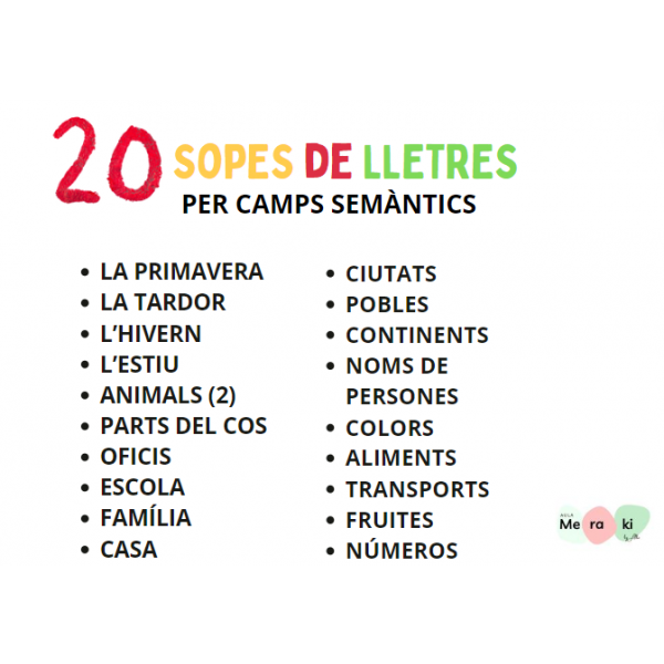 SOPA DE LLETRES PER CAMPS SEMÀNTICS