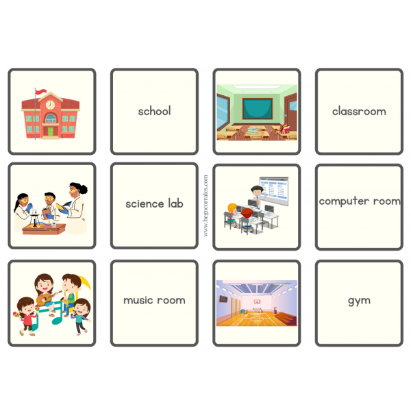 Back to school rooms memory cards