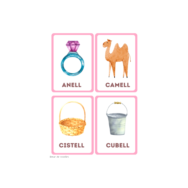 Consciència fonològica: paraules rimades format cartes (català)