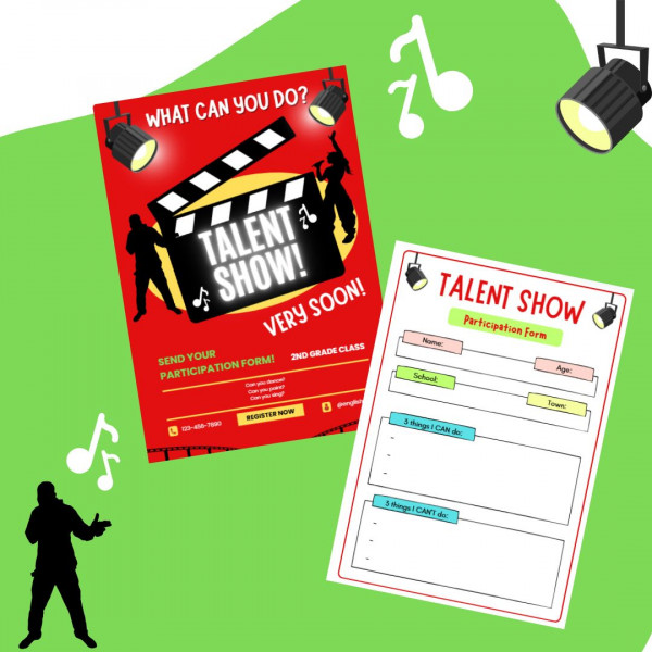 Talent Show poster + participation form (I can / I can't)