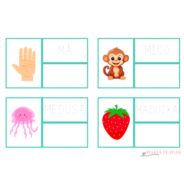 ACTIVITAT ESCRIPTURA: REPASSA I ESCRIU LA PARAULA. 48 PLANTILLES.