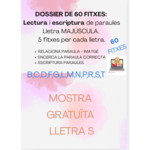 MOSTRA GRATUÏTA 5 FITXES LLETRA S. FITXES LECTURA I ESCRIPTURA PARAULES. LLENGUA CATALANA. CATALÀ. LLETRA DE PAL.