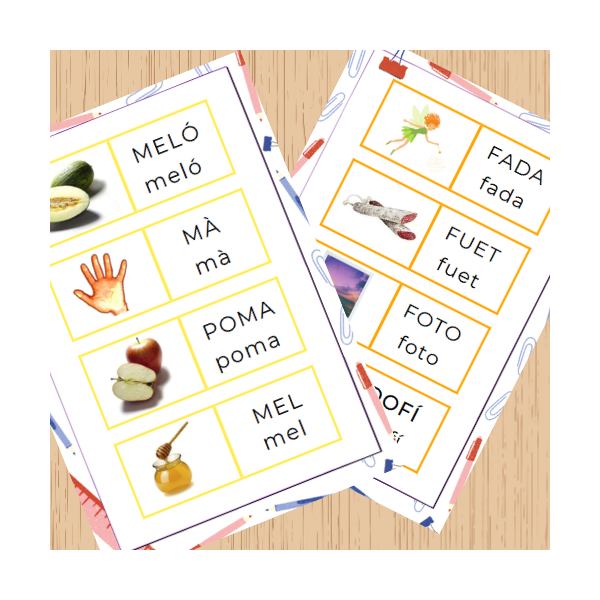 Cartronets de lectoescriptura.