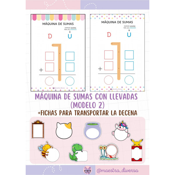 Máquina de sumas con llevadas (modelo colorido)