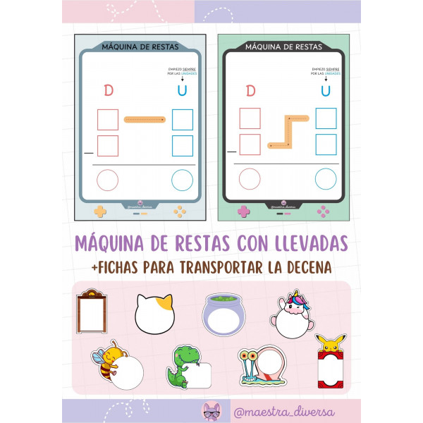 Máquina de restas con llevadas (modelo videoconsola)