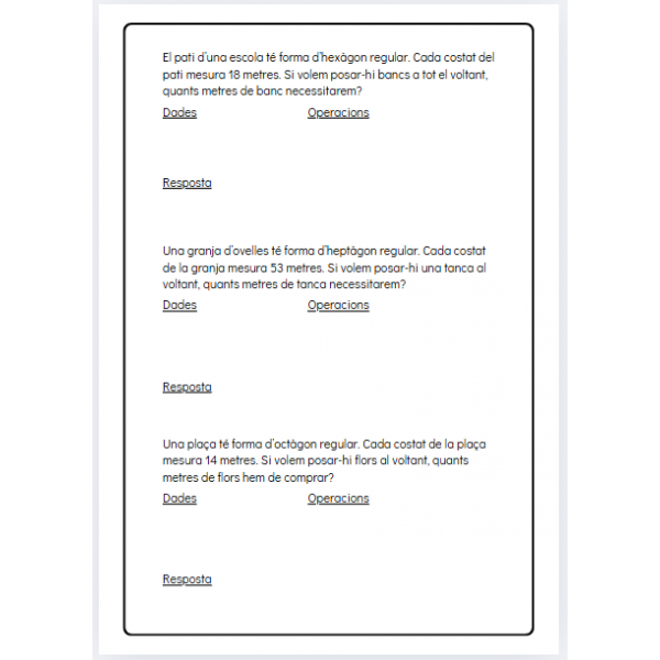 Perímetre (geometria): Activitats