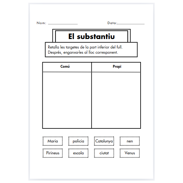 El substantiu: activitats variades