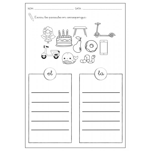 15 Fitxes per treballar EL - LA ____ LES - ELS