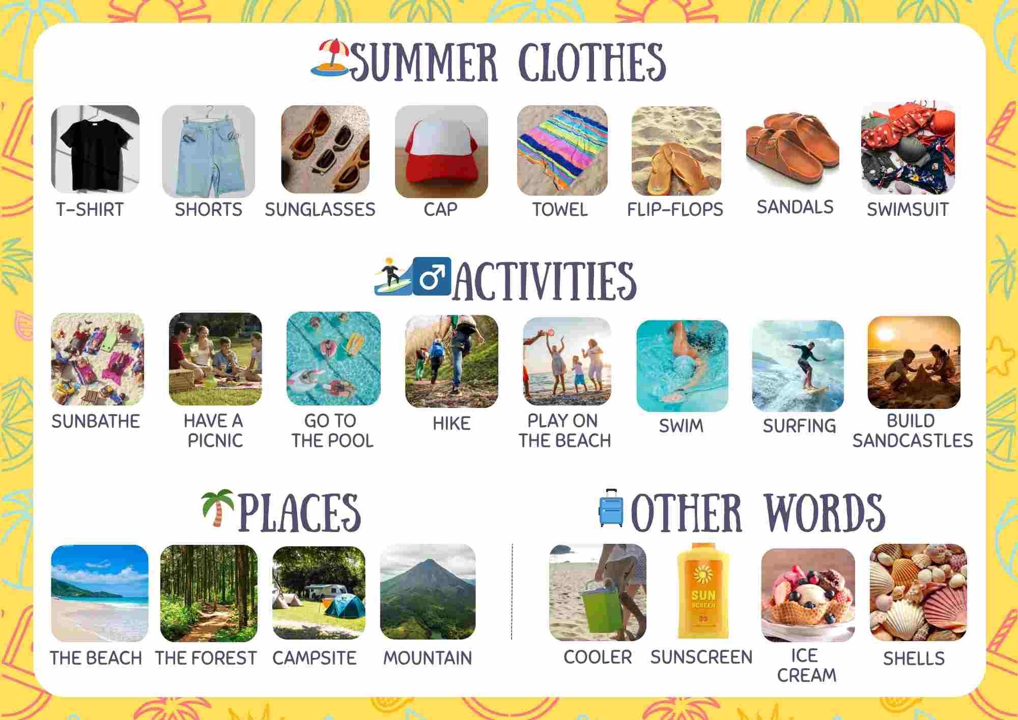 Summer Vocabulary Poster