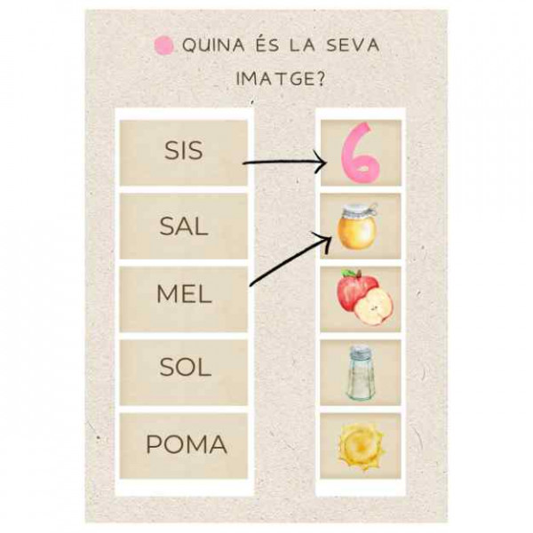 Relacionar imatge - paraula paraules amb sons M-P-L-S